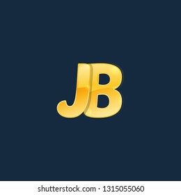 Initial letters JB, J, B with logo design inspiration gold metallic texture, trendy, 3d glossy texture, overlapping, based alphabet logo for media company identity, isolated on black background.