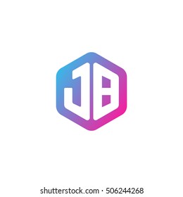 Initial letters JB rounded hexagon shape blue pink purple simple modern logo