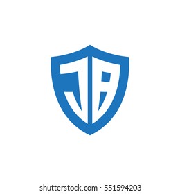 Initial letters JB shield shape blue simple logo