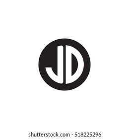 Initial letters JD circle shape monogram black simple logo