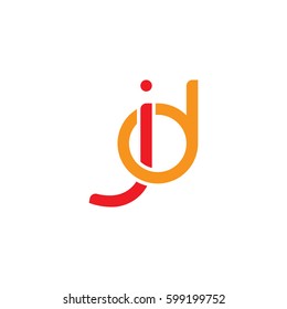 Initial letters jd, round linked overlapping chain shape lowercase logo modern design red orange