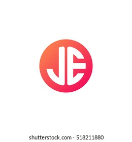 Initial letters JE circle shape red orange simple logo