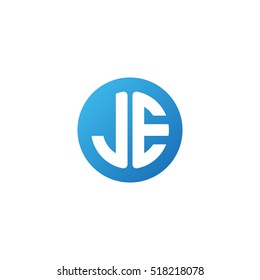 Initial letters JE circle shape blue simple logo