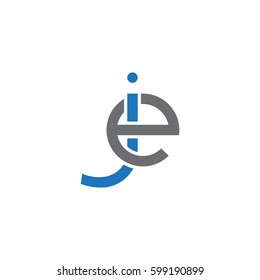 Initial letters je, ej, round linked overlapping lowercase logo modern design blue gray