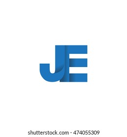 Initial letters JE overlapping fold logo blue