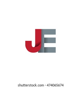 Initial letters JE overlapping fold logo red gray