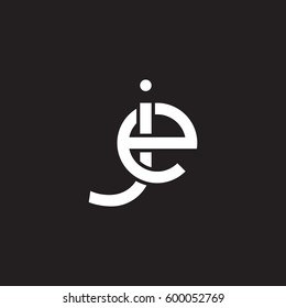 Initial letters je, round linked overlapping chain shape lowercase logo modern design white black background