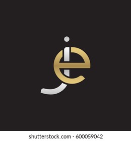 Initial letters je, round linked overlapping chain shape lowercase logo modern design silver gold