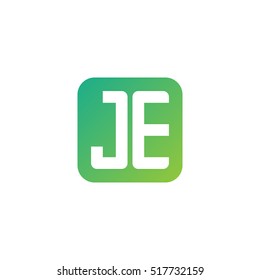 Initial letters JE rounded square shape green simple logo