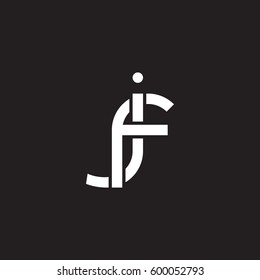 Initial letters jf, fj, round linked overlapping lowercase logo modern design white black background