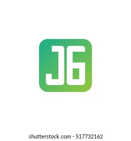Initial letters JG rounded square shape green simple logo
