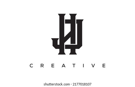 Initial letters JH, HJ monogram logo design with creative style alphabet symbol. JH, HJ spiral letters universal elegant vector emblem, logotype. Graphic alphabet symbol for corporate identity