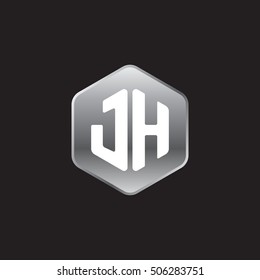 Initial letters JH rounded hexagon shape silver modern logo