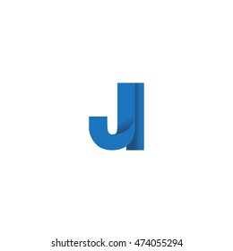 Initial letters JI overlapping fold logo blue