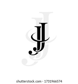 Initial letters jj linked monogram logo vector. Business logo monogram with two overlap letters inside circle isolated on white background.