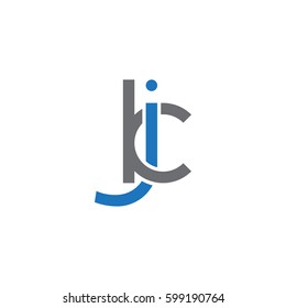 Initial letters jk, kj, round linked overlapping lowercase logo modern design blue gray
