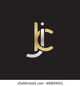 Initial letters jk, kj, round linked overlapping lowercase logo modern design silver gold