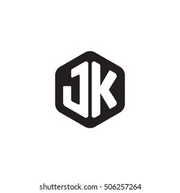 Initial letters JK rounded hexagon shape monogram black simple modern logo