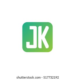 Initial letters JK rounded square shape green simple logo