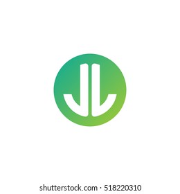 Initial letters JL circle shape green simple logo