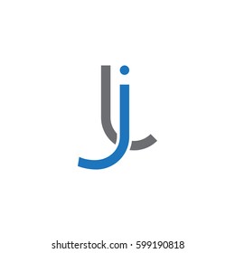 Initial letters jl, lj, round linked overlapping lowercase logo modern design blue gray