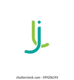 Initial letters jl, lj, round linked overlapping lowercase logo modern design modern green