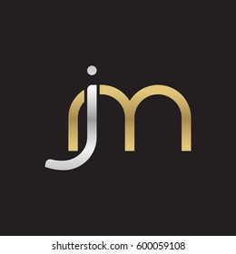 Initial letters jm, round linked overlapping lowercase logo modern design silver gold