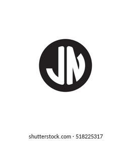 Initial letters JN circle shape monogram black simple logo