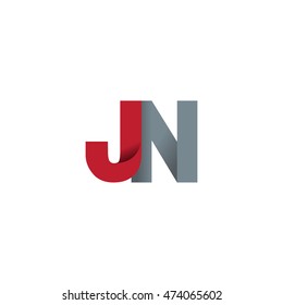 Initial letters JN overlapping fold logo red gray