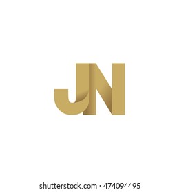 Initial letters JN overlapping fold logo brown gold