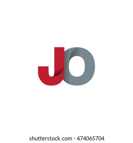 Initial letters JO overlapping fold logo red gray