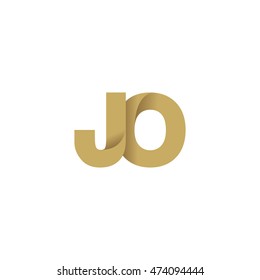 Initial letters JO overlapping fold logo brown gold