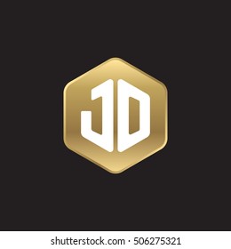 Initial letters JO rounded hexagon shape gold modern logo
