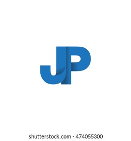 Initial letters JP overlapping fold logo blue