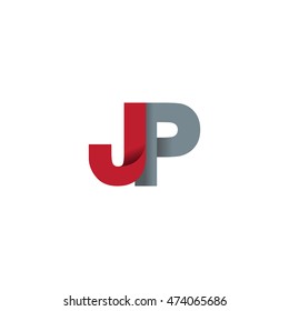 Initial letters JP overlapping fold logo red gray