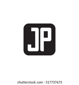 Initial letters JP rounded square shape monogram black simple logo