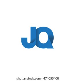 Initial letters JQ overlapping fold logo blue