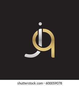 Initial letters jq, round linked overlapping chain shape lowercase logo modern design silver gold