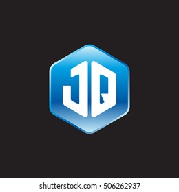 Initial letters JQ rounded hexagon shape blue modern logo