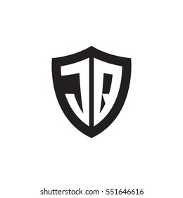 Initial letters JQ shield shape black monogram logo