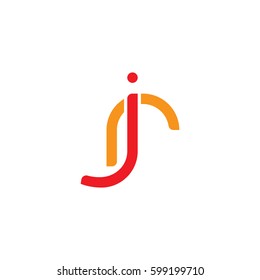 Initial letters jr, rj, round linked overlapping lowercase logo modern design red orange