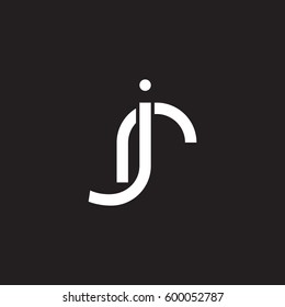 Initial letters jr, rj, round linked overlapping lowercase logo modern design white black background