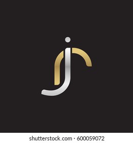 Initial letters jr, rj, round linked overlapping lowercase logo modern design silver gold