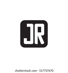 Initial letters JR rounded square shape monogram black simple logo