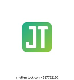 Initial letters JT rounded square shape green simple logo