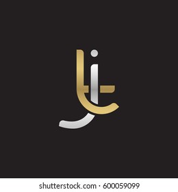 Initial letters jt, tj, round linked overlapping lowercase logo modern design silver gold