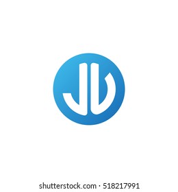 Initial letters JU circle shape blue simple logo