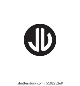 Initial letters JU circle shape monogram black simple logo