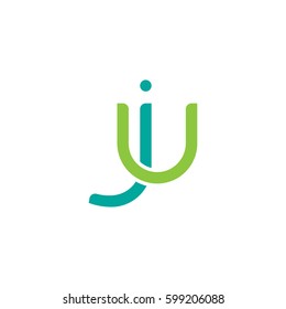 Initial letters ju, round linked overlapping lowercase logo modern design modern green