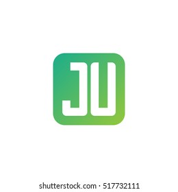 Initial letters JU rounded square shape green simple logo